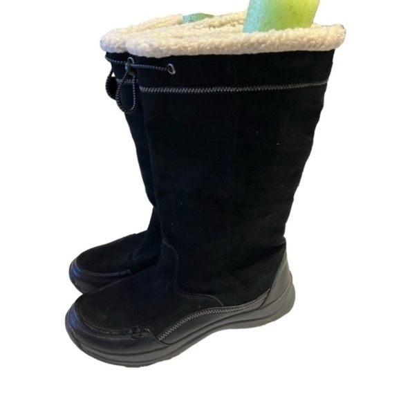 Lands End boots Suede Leather WOOL LINED LEATHER SNOW Black SIZE 9 - Picture 1 of 6